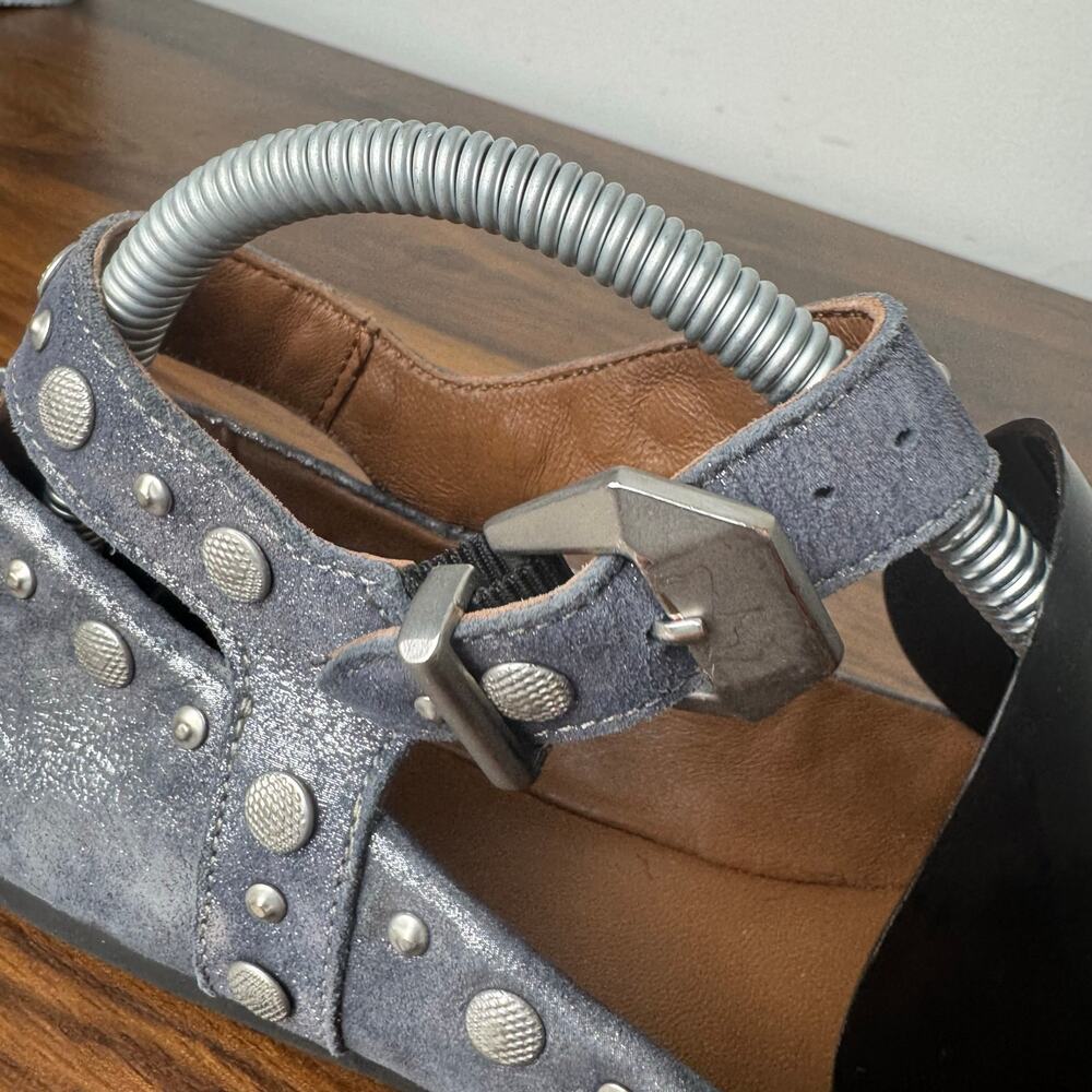 Free People Gray Distressed Studded Mary Jane Flats - Picture 4 of 9